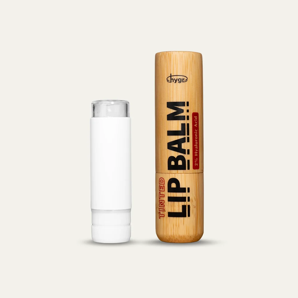 HYGR Bamboo Refillable Natural Tinted Lip Balm + 2 % Hyaluronic Acid
