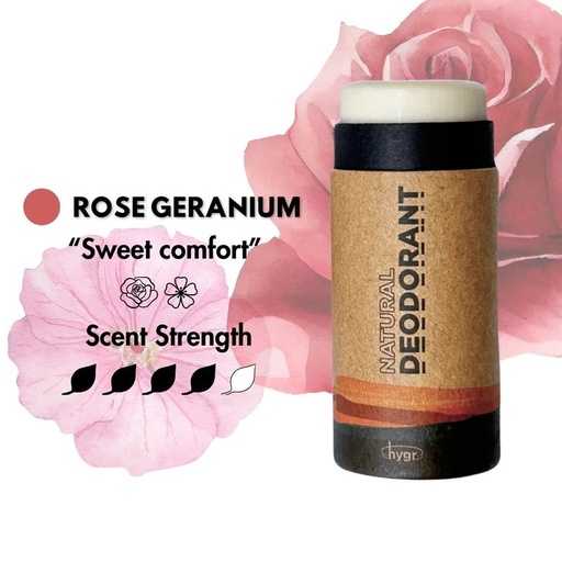 HYGR Natural Deodorant in Rose Geranium 25g