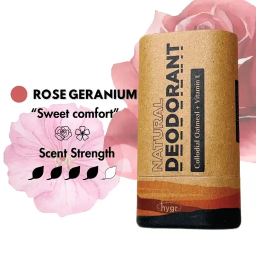 HYGR Natural Deodorant in Rose Geranium 50g